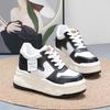 Fashion 8CM Cow Genuine Leather Comfy Casual Autumn Ladies Vulcanize Women Chunky Sneakers Breathable Platform Wedge High Brand