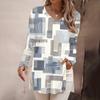 Women's Fashion Long Sleeve Shirts Print Loose Fitted V-Neck Basic Tops Casual Outfits