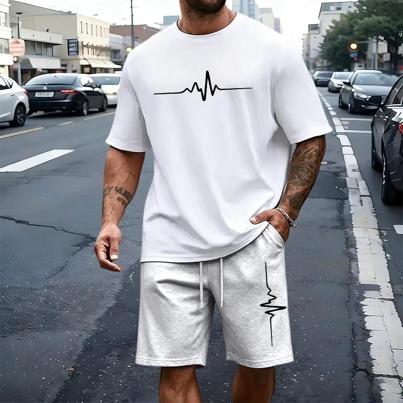Herren T-Shirt Set Lässig Jogging Sportbekleidung Outdoor Laufen Sport Erwachsene Kleidung Sommer