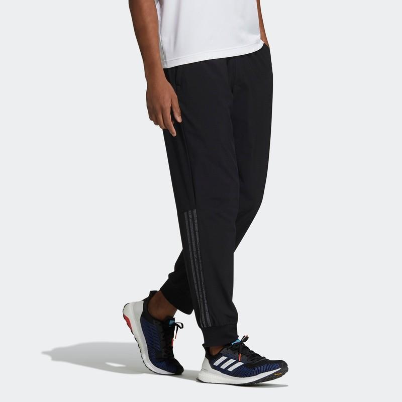 Adidas Solid Color Logo Print Cuffed Retro Sports Casual Long Pants Men Bottoms Black GV5150