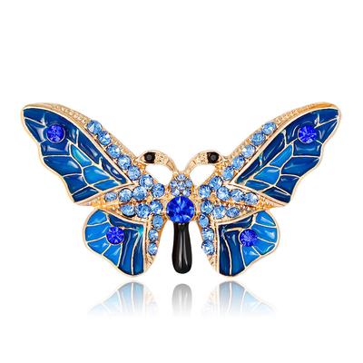Blue Butterfly Brooch with Zirconia