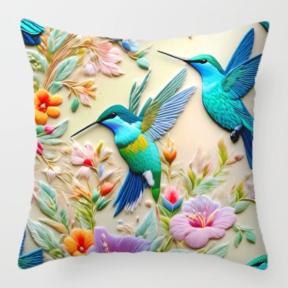 Flower Bird  45cm Pillow Case Vintage Decorative Pillowcase Creative Cushion Cover  Bedroom Accent