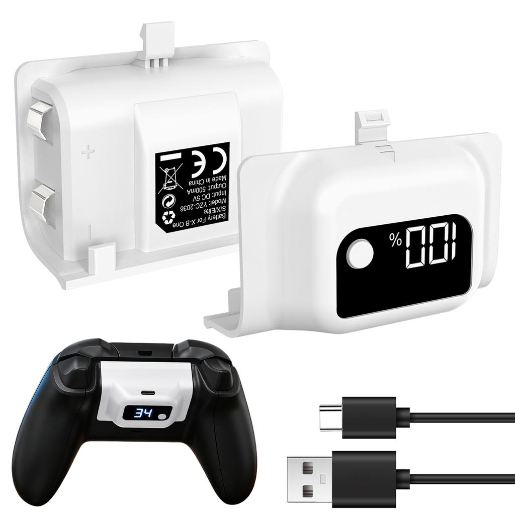1200mAh Game Controller Battery Pack for X-Series S/X/Elite Controllers LED Digital Display Power Bank Wireless Controller Parts