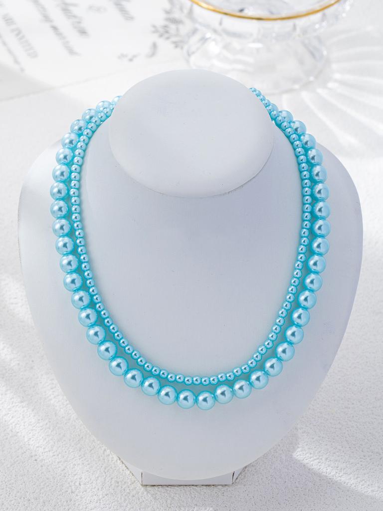 Podwójny naszyjnik z koralików elegancki łańcuszek na szyję łańcuszek na obojczyk perłowy lekki luksusowy łańcuszek