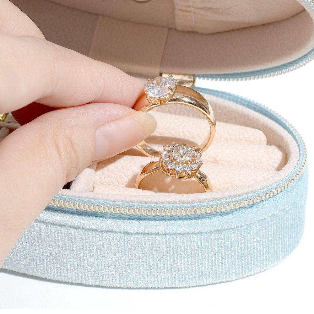 Mini Oval Jewelry Box Zipper Jewelry Organizer Portable Jewelry Packaging Box  Earrings