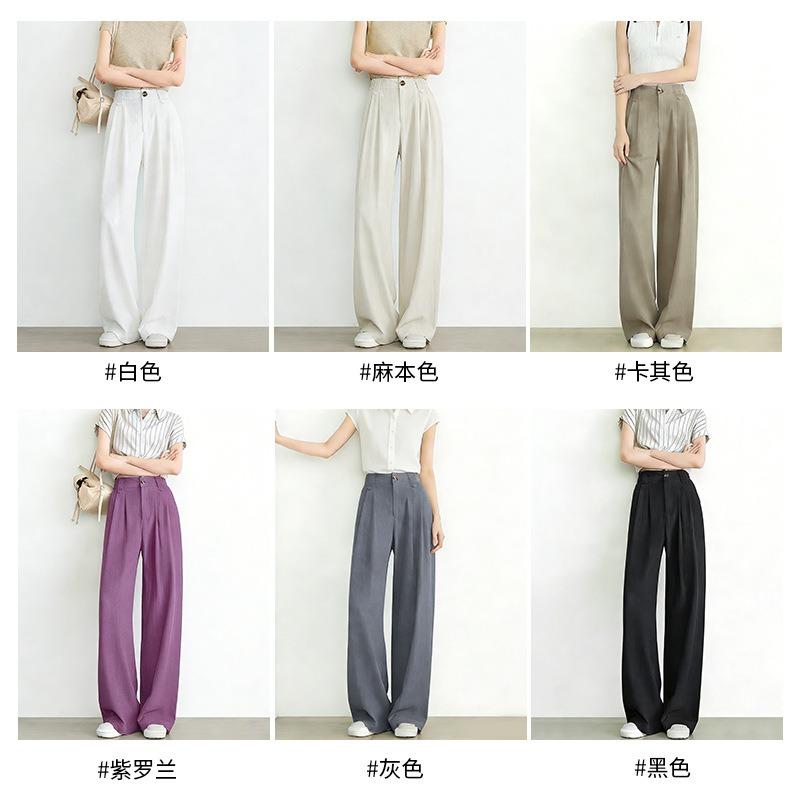 Linen pants women's spring and summer new casual white thin high-waisted thin straight cotton and linen wide-leg trousers
