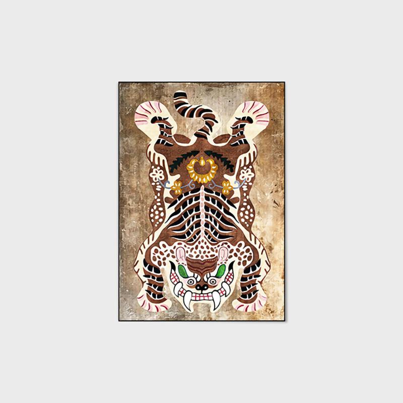 Tibetan Tiger Carpet for Living Room Velvet Cartoon Animal Bedroom Carpet Rugs Foldable Anti Slip Floor Mats Bedside Area Rugs