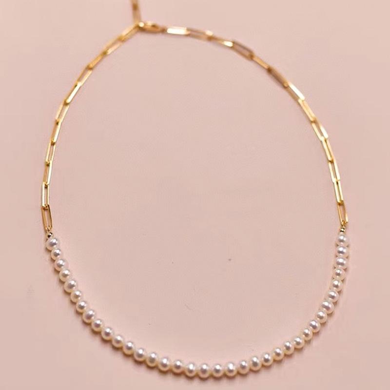 Simple new natural freshwater pearl necklace, INS versatile commuter choker, high-end Xiaomi bead necklace for women