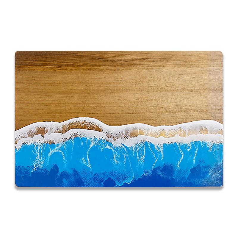 

Wave Acacia Wood Resin Cutting Board: Solid Wood Kitchen Chopping Block & Cheese Slicer, Double-Sided Use Large: 38*25*1.4cm