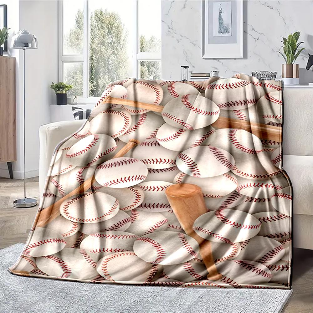 Baseball Theme Printed Blanket - Perfect for Couch, Bed, Travel & Outdoor Use | Machine Washable, Cozy & Durable.