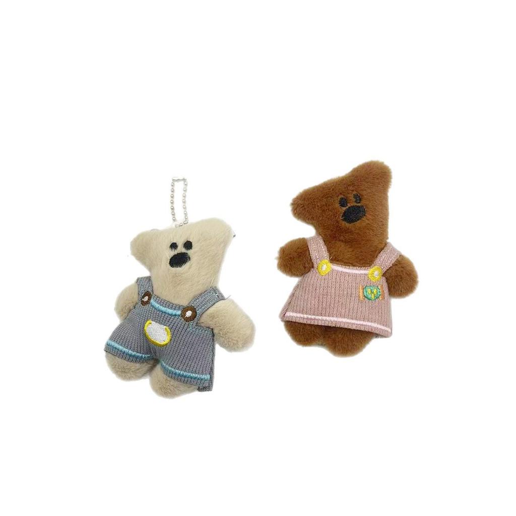 Wearable Silly Bean Bear Plush Toy Accessories - Tilted Head Little Bear Doll Bag Pendant for DIY Clothing Decoration.