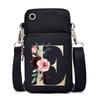Gold Color Letters A B C D Mini Mobile Phone Bag Pink Flower Alphabet Vertical Handbag 26 Initials Flower Woman Purse Handbags