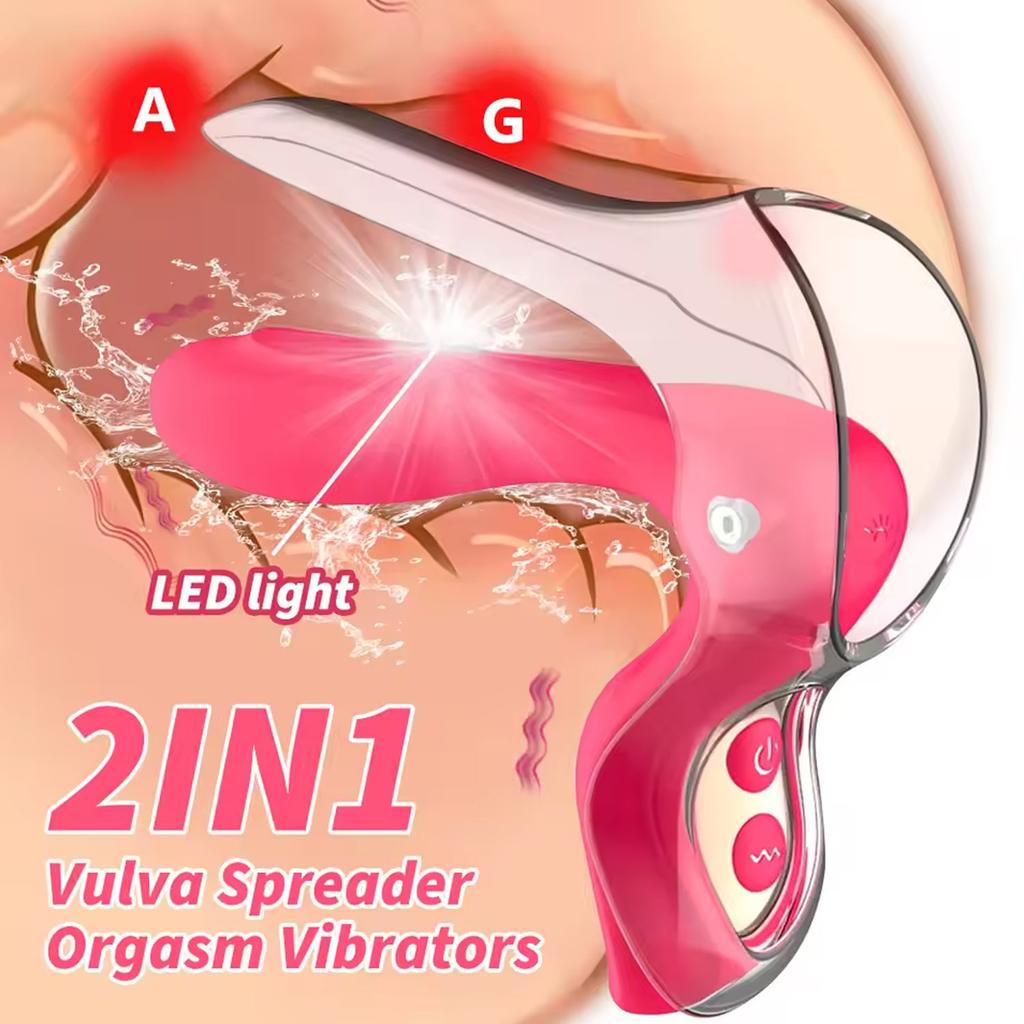 Pembe Kadın Titreşimli Oyuncaklar Vulva Dilatörü Klitoral Stimülatör, 10 Titreşim Desenli LED Kadınlar İçin Seks Oyuncakları