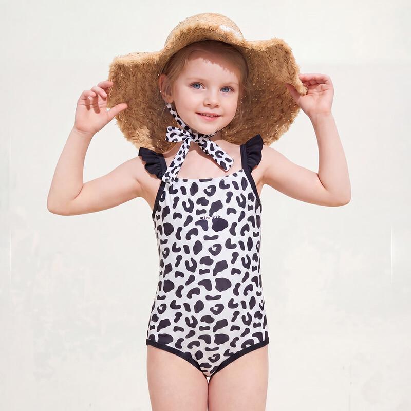 Traje de baño de una pieza con estampado de leopardo ASK JUNIOR para niñas, resistente al sol y al cloro