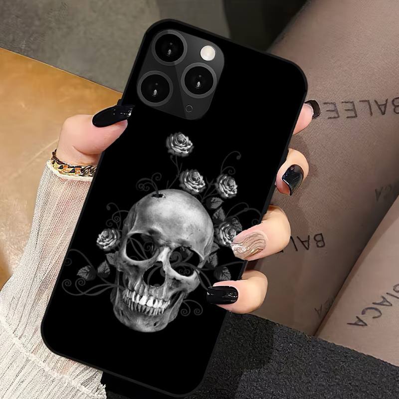 

Подходит для iPhone16 Чехол для мобильного телефона Новый Хэллоуин Роза Череп Tide Чехол для мобильного телефона Хэллоуин 15plus