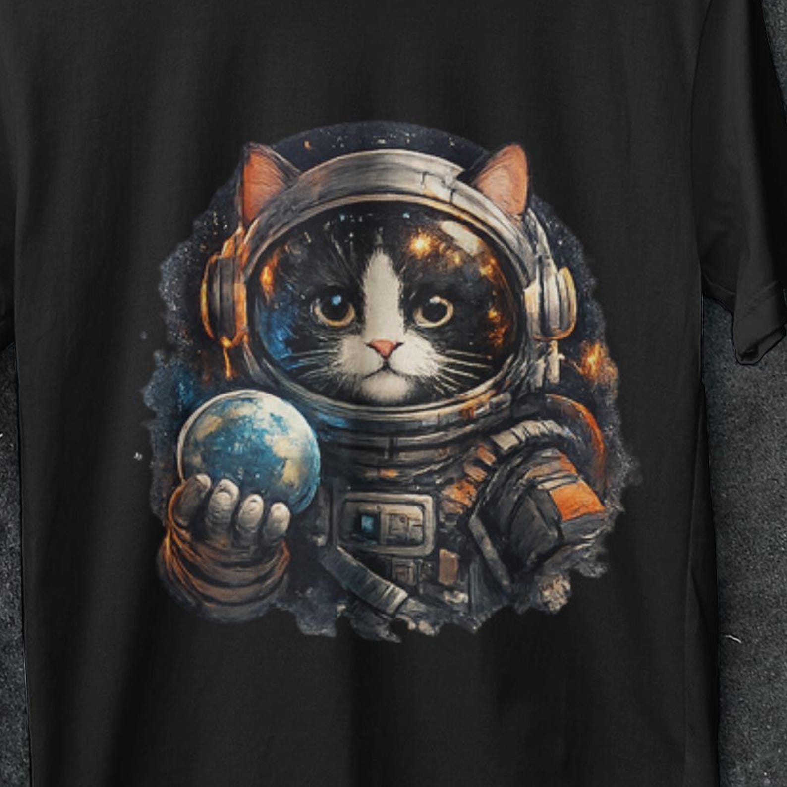 Cat astronaut shirt, cat space shirt, Japanese cat shirt, japanese Retro Cat shirt, Vintage T Shirt, cat astronaut shirt, cat moon t shirt L