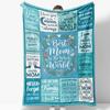 Mom Fleece Blanket Teal Blue Inspirational Quotes Letters Floral Bedding Throw Super Soft Cozy Sofa Blanket Mother's Day Gift
