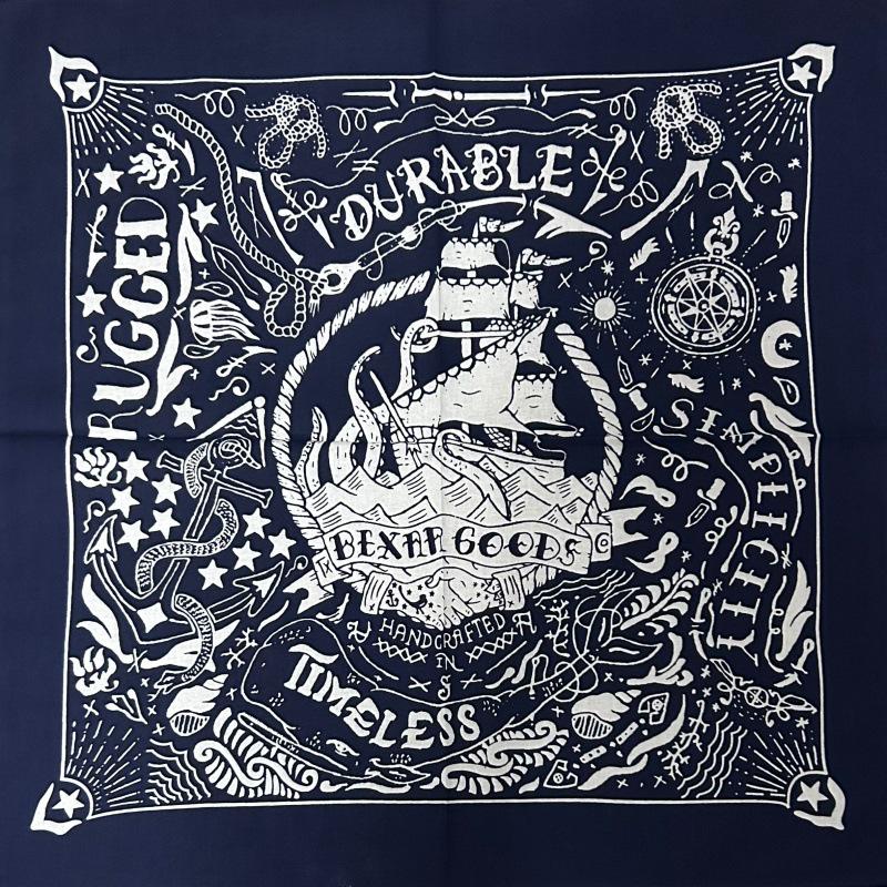 Khakifarbener quadratischer Schal aus reiner Baumwolle im amerikanischen Retro-Vintage-Stil – Herren-Hip-Hop-Kopftuch/Gesichtstuch