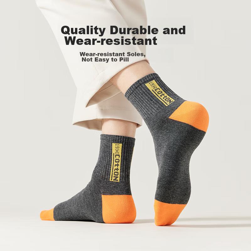 Men's Socks, Autumn And Winter Season, 100% Pure Cotton, 10A Odor-Resistant, Wear-Resistant, Breathable, Mid-Calf Brand Men's Socks