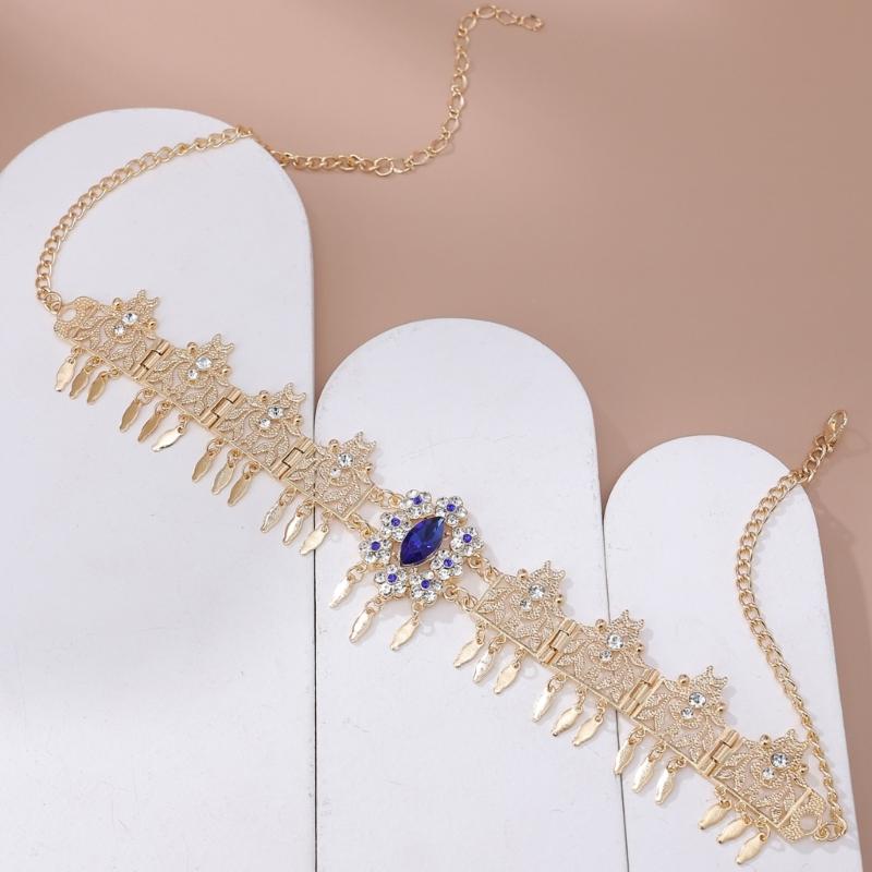 Luxurious Middle Eastern Bridal Head Accessory With Shimmering Rhinestones Hair Jewelry for Wedding Ceremony Dressingup