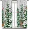 2pcs Watercolor Winter Forest Printed Curtains, Designed for Light Filtering, Quality Material, Ideal for Christmas Home Window