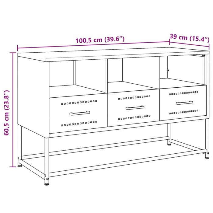 VidaXL Meuble TV blanc 100,5x39x60,5 cm acier, support TV, buffet TV, meuble multimédia, banc TV, armoire hifi, centre de 846547