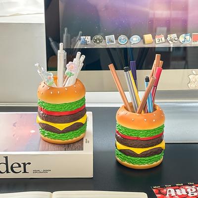 1 Stück verstellbarer Burger-Stiftehalter – Kreative Aufbewahrungsbox für Bürobedarf und Make-up-Pinsel