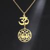  Yoga 7 Chakras Necklaces for Women Buddhist Lotus Pendant Necklace Stainless Steel Meditation Spiritual Jewelry Gift
