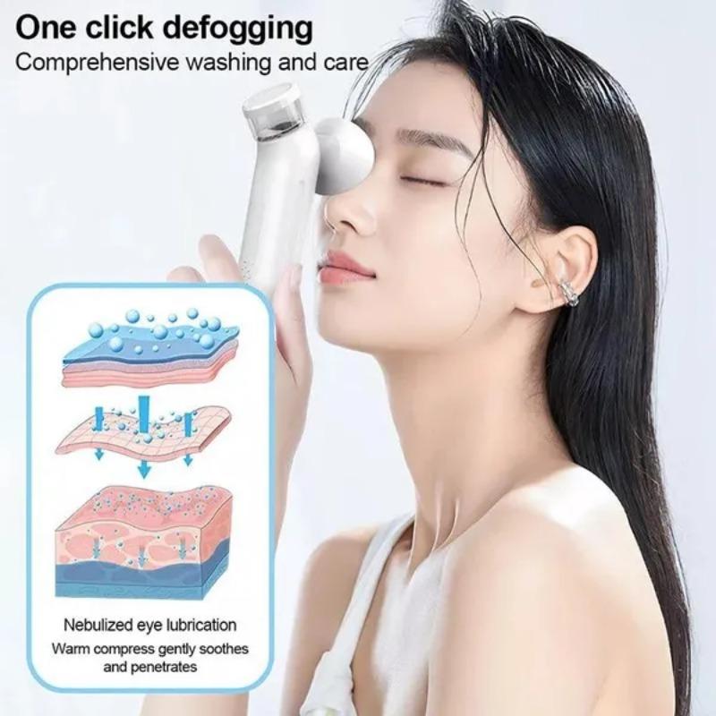 1 PACK Wiederaufladbares tragbares Augen-Dampfgerät mit 3 Modi, 10 ml Fassungsvermögen für trockene Augen, warme Kompresse, Gesichtsdampf, Linderung trockener Augen, Damen Mode, Haus Garten