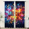 2pc, Window Treatment Curtains Music Machine Washable Fabric,Without Electricity Wall Decor Suitable for All Occasions