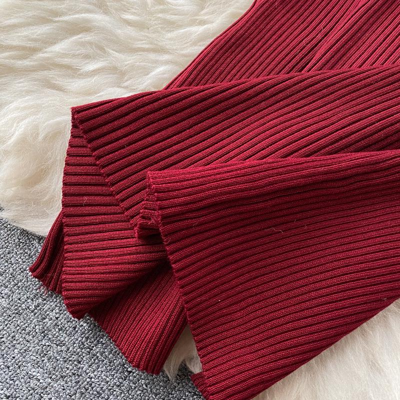 RUGOD European and American Dress Women's New Breasted Lace-up Waist and Hips Elastic Knitted Sleeveless Sexy Hip Dress