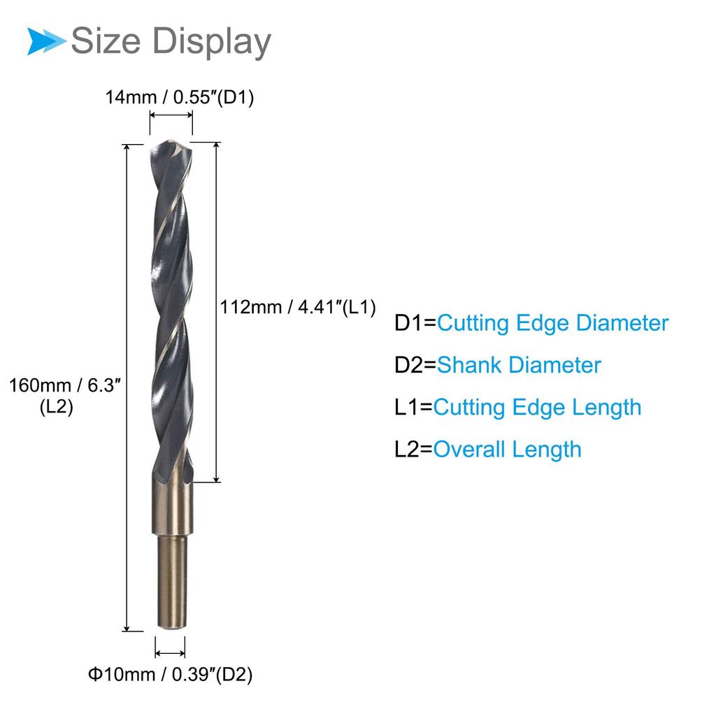 CoCud Twist Drill 14mm Cutting Titanium Nitride Steel Round for Stainless Steel Drill 2 Pieces Bits, Edge, Coated, High-Speed 4341, Shank, Presses,