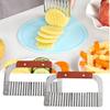 Crinkle Cutter For Veggies Stainless Steel Wavy Fry Cutter Wooden Handle Kitchen Slicer French Chopping Cutting Tool For