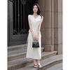 Demana Elegant Faux Two-Piece V-Neck Tie-Waist Dress