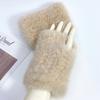 Real Mink Fur Fingerless Gloves for Women Girls Natural Fur Knitted Mittens Warm Soft Luxury Winter Gloves