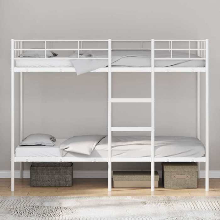 VidaXL Lit superposé sans matelas blanc 90x200 cm acier, cadre de lit, sommier, meuble de chambre, lit mezzanine, cadre de 42000329