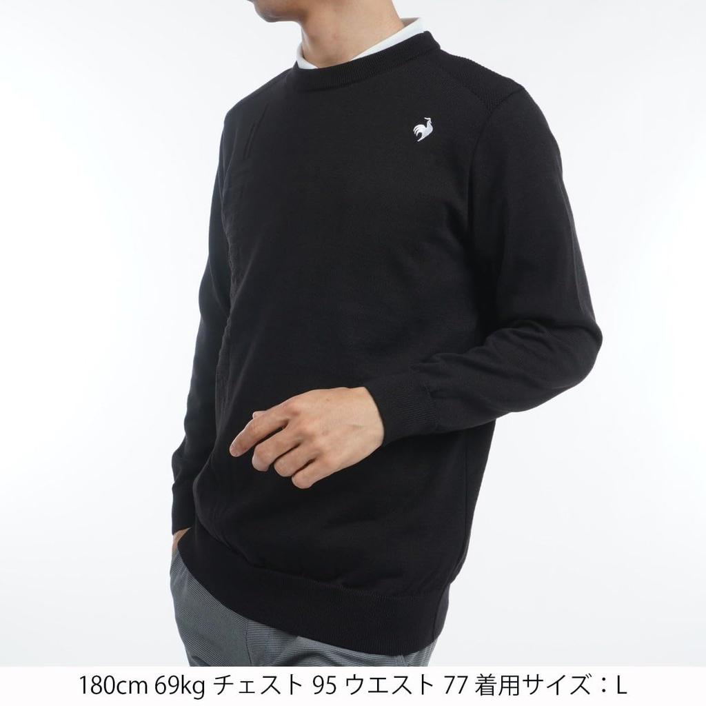 Coq Sportif Sweater Crew Neck Long Sleeve Simple Hand Washable Sporty Golf LG4FST01M BK00 [Le Golf] Men's (Black)