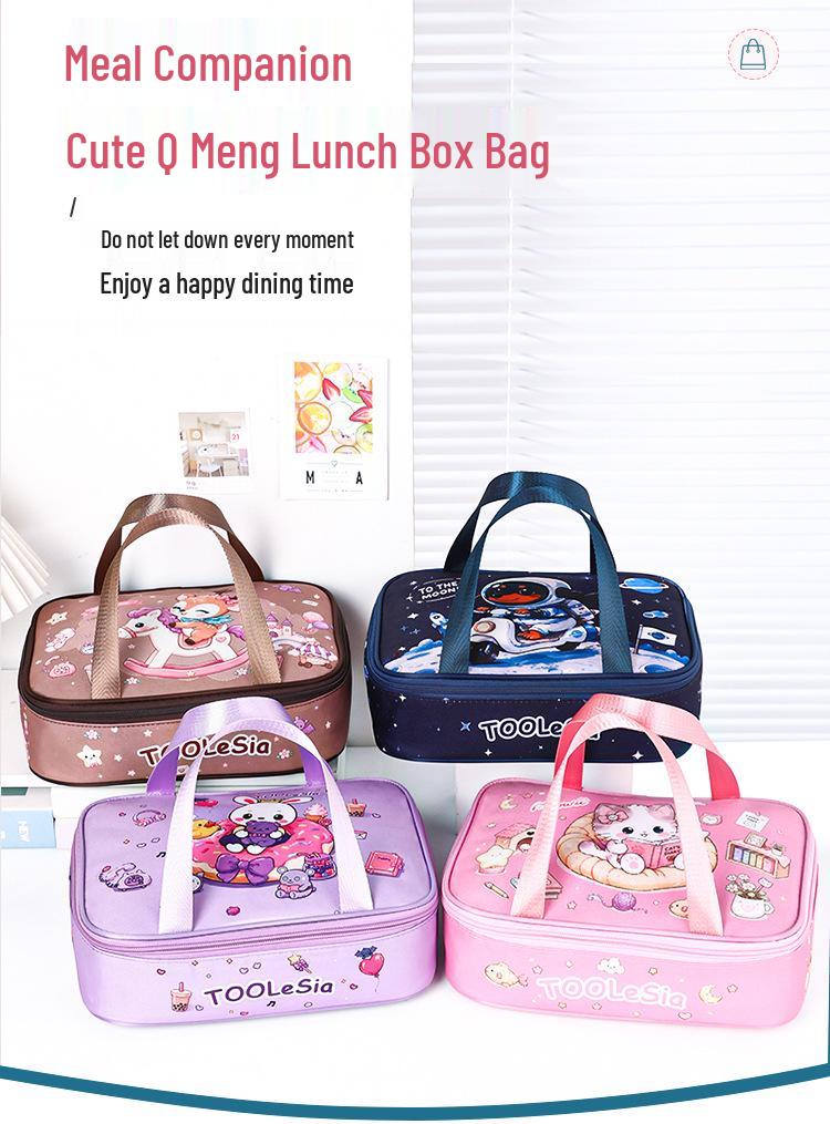 Insulated Cartoon Bento Lunch Bag for Kids - Waterproof, Large, and Portable