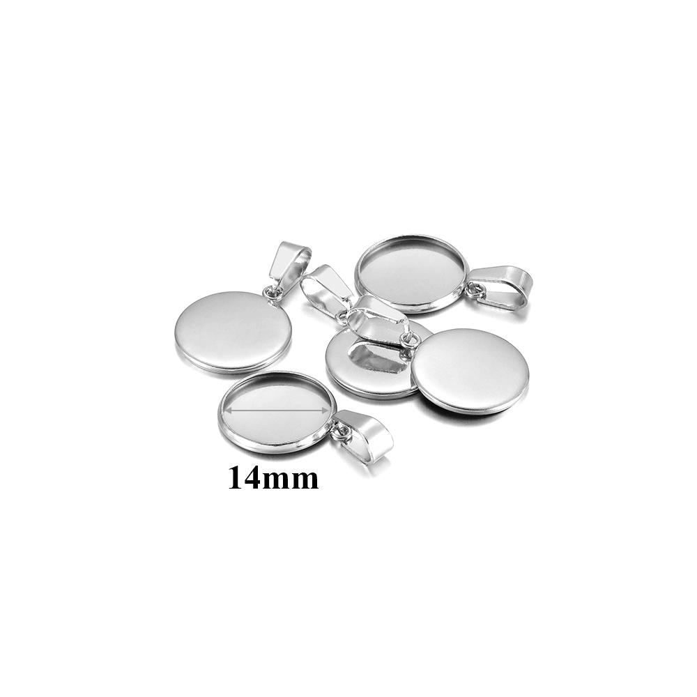 10pcs Fit 10 12 16 20 30mm Stainless Steel BlankCabochon Cameo Base Settings Tray Bezels Pendant Charms for DIY Jewelry Making