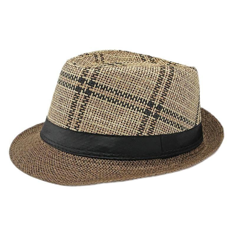 2025 New Korean Trendy Sun Hats British Top Hat Women's Men's Grometric Straw Hat Belt Jazz Hats Couple Beach Hat Fedoras Cap