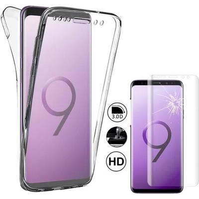 360° Silicone Case - VCOMP - Samsung Galaxy S9+ - Transparent - Full Protection - Tempered Glass Film