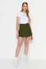 Women's Fashion Khaki Cargo Pocket Woven Shorts Skirt