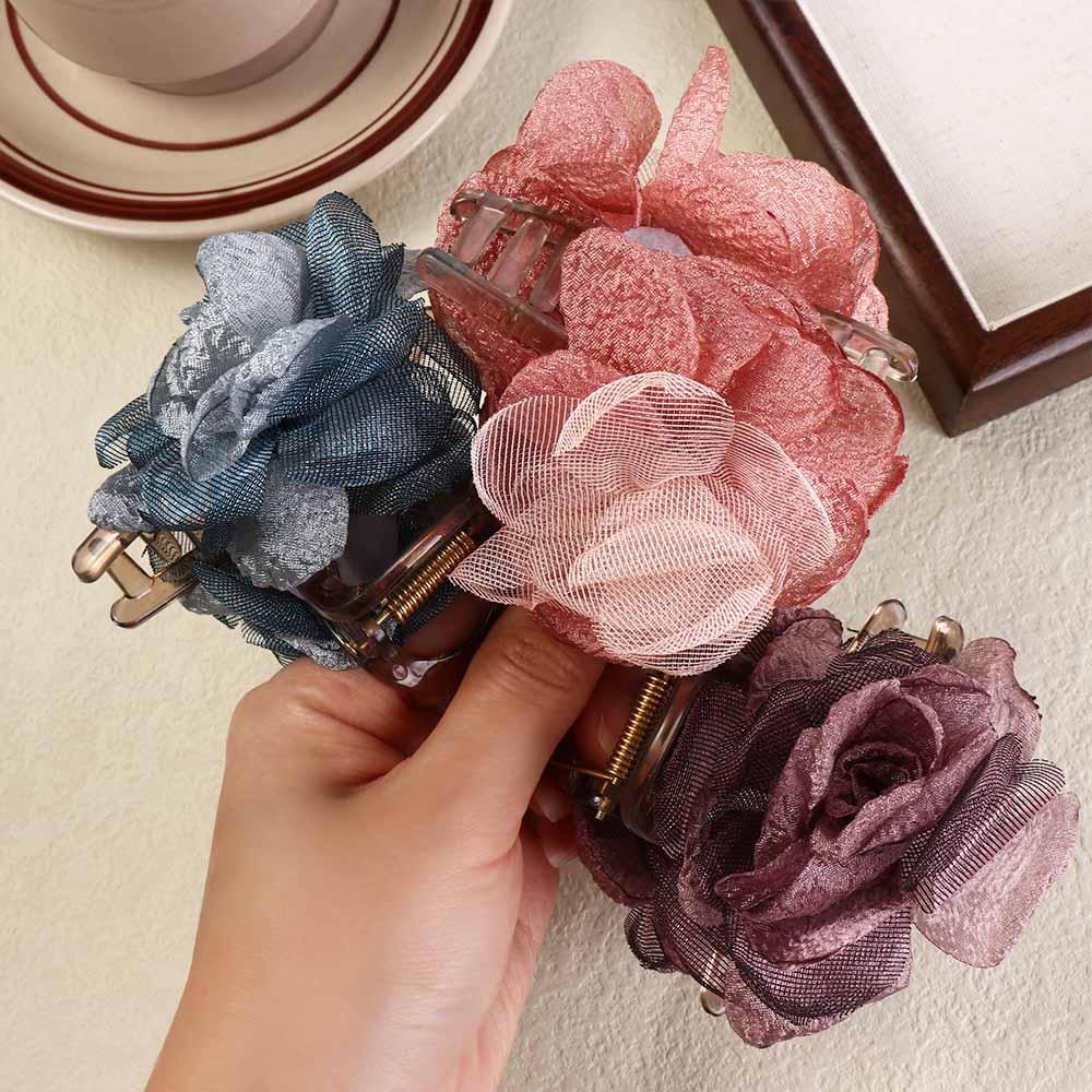 Cloth Simulation Flower Hair Claw Korean Style Flower Claw Clip Simple Rose Shark Clip  Holiday