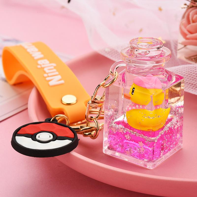 Creative Quicksand Little Yellow Duck Dinosaur Perfume Bottle Backpack Pendant Acrylic Accessory