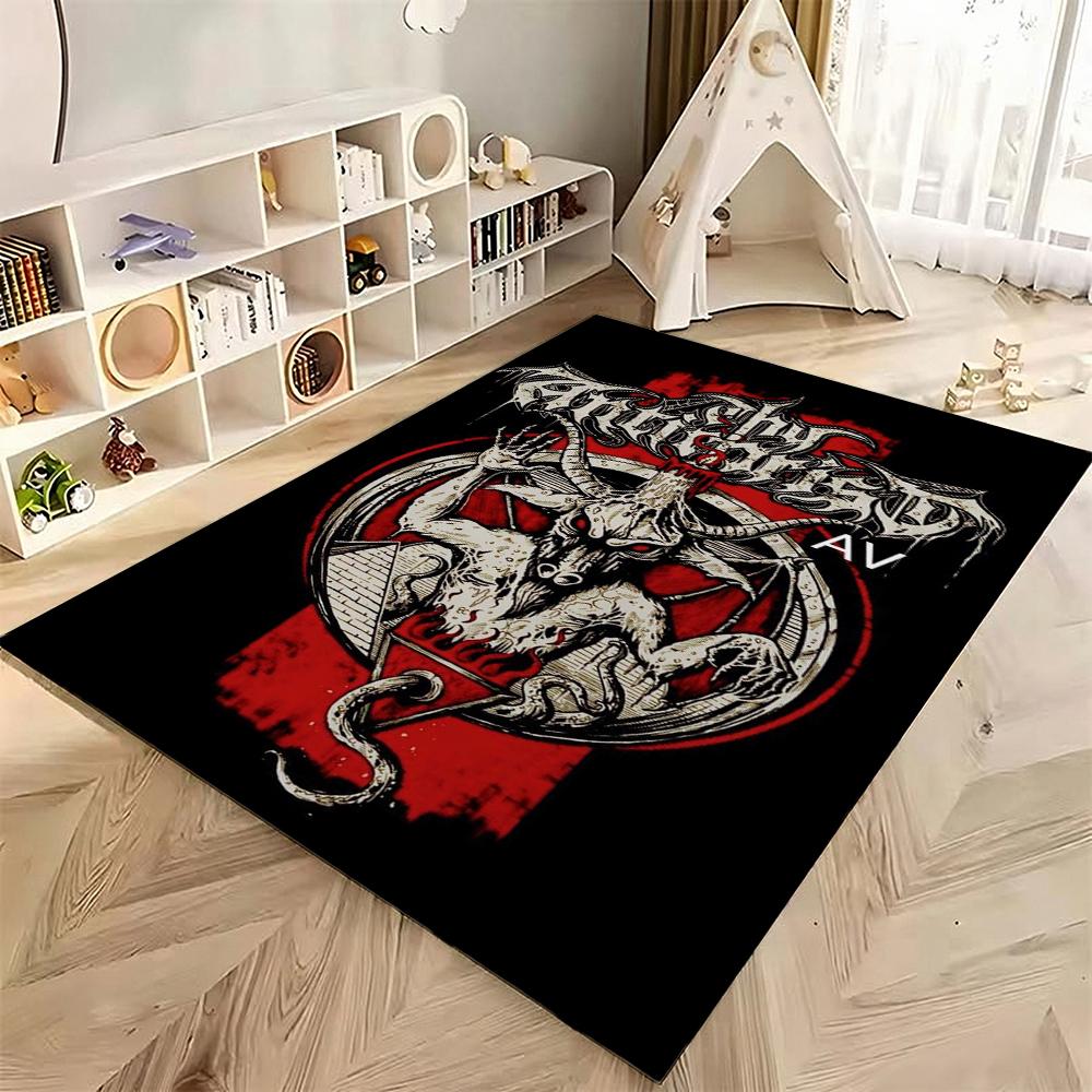 Satanic Black Goat Ritual Rectangular Rug Soundproof Noisereducing Carpet For Living Room Hallway Balcony Home Party Decor Halloween Gift