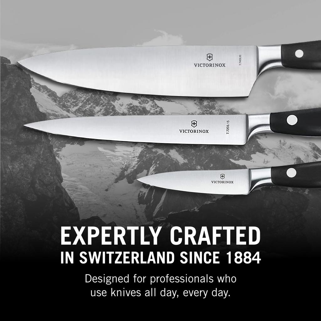 VICTORINOX Επαγγελματικό Μαχαίρι Βαρέως Τύπου και Σετ Grand Chef, Σετ 3 Τεμαχίων, Μαύρο, Premium Κατηγορίας, Κοφτερό, Maître, Σφυρηλατημένο, 7.7243.2