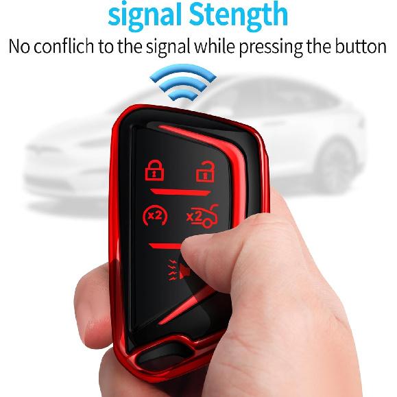 Tukellen for Cadillac Key Fob Cover Soft TPU Full Protection Key Case Compatible with -2025 Escalade Lyriq CT4 CT5 CT6 XTS XT4 XT5 ATS Key Shell