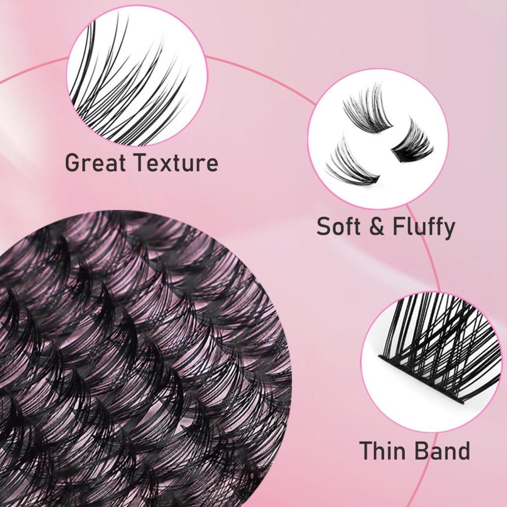 Sada na prodlužování řas 640 ks Trsy umělých řas 30D+40D+50D, DIY sada jednotlivých řas 8-18 mm s nástroji na řasy