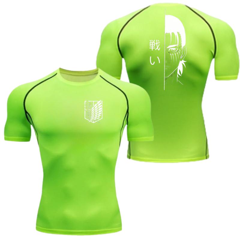 Men Compression Shirt Attack On Titan Eren Yeager Graphic Sports Quick Drying Gym T-shirt Fitness Sweatshirt Elastic Top T-shirt