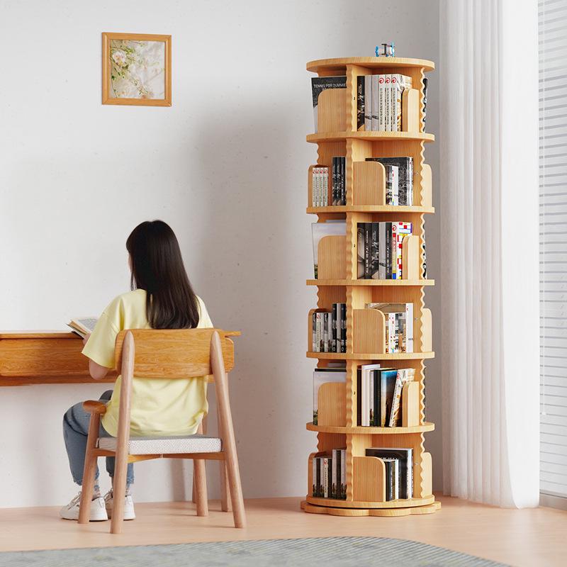 Solid Wood Rotating Bookshelf: Children's Picture Book and Toy Storage Rack